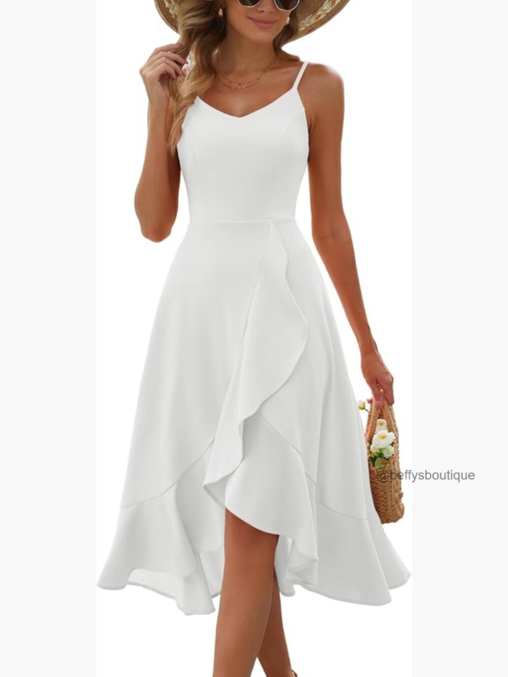 High Low Cocktail Dress V-Neck Flare Wedding Guest Formal Party